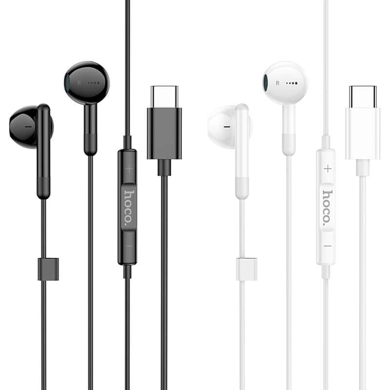 หูฟัง HOCO M93 สาย USB-C สีขาว ไมโครโฟนในตัว พร้อมปุ่มคอนโทรล