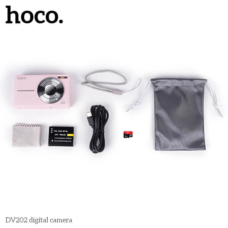 กล้องดิจิตอล HOCO DV202 หน้าจอ HD IPS 2.4 นิ้ว ความละเอียดสูง 44 ล้านพิกเซล สีดำ