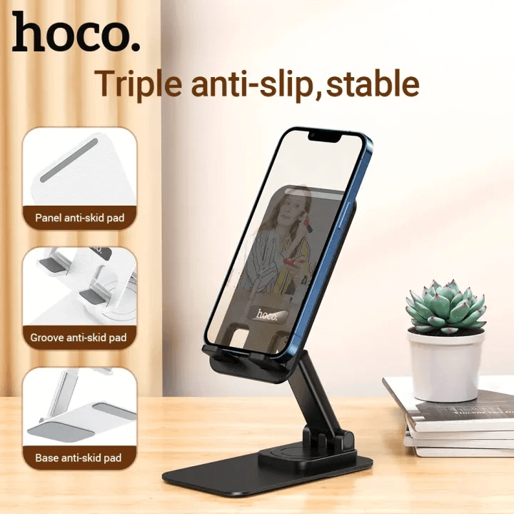 ที่วางมือถือ HOCO PH50 สีขาว หมุนได้ 360&deg; รองรับมือถือ 4.5-7 นิ้ว ปรับระดับ 2 แกน พับเก็บได้