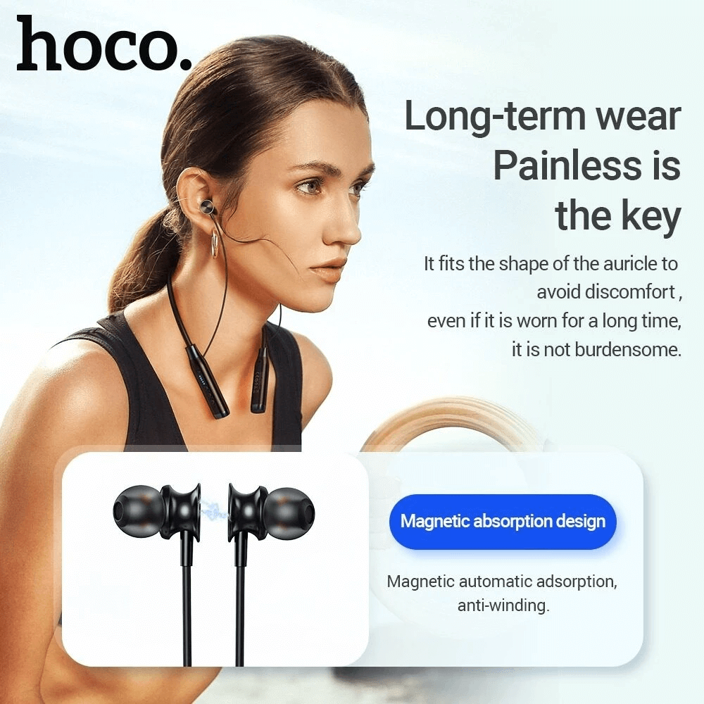 หูฟังไร้สาย HOCO ES62 สีเทา แบบคล้องคอ ใช้งานได้ต่อเนื่อง 120 ชม. รองรับ TF CARD ความจุ 32 GB