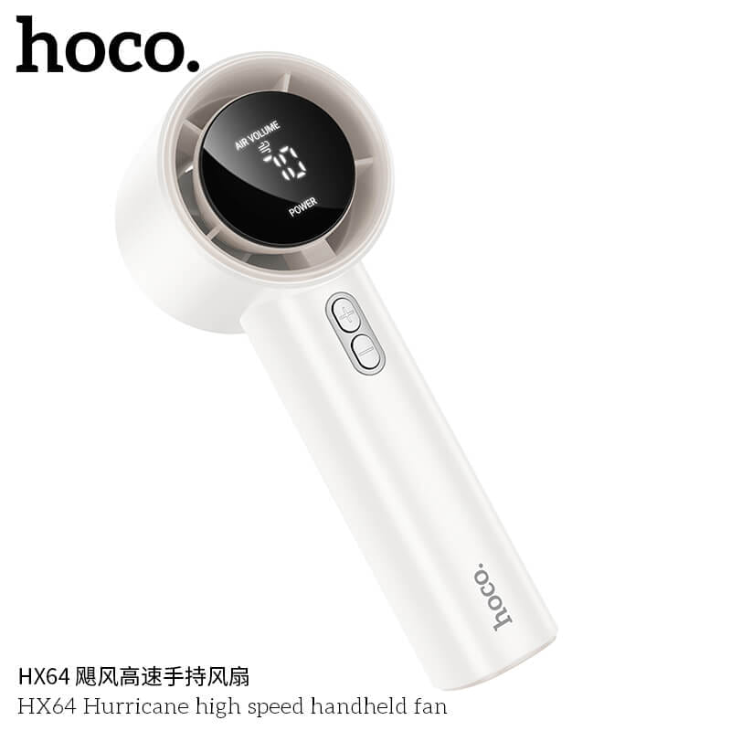 พัดลมพกพา HOCO HX64 แรงลมเทอร์โบ ปรับได้ 100 ระดับ หน้าจอดิจิทัล แบตเตอรี่ 3600MAH ใช้งานสูงสุด 7 ชั่วโมง