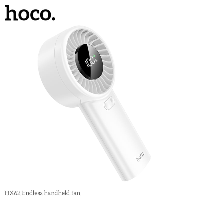 พัดลมพกพา HOCO HX62 ปรับแรงลม 100 ระดับ หน้าจอดิจิทัล แบตเตอรี่ 6000MAH ใช้งานสูงสุด 17 ชั่วโมง