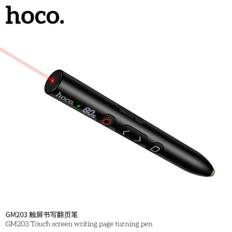 เลเซอร์พอยเตอร์ 2-IN-1 HOCO GM203 พร้อมรีโมทควบคุมการนำเสนอ & ปากกาสไตลัส หน้าจอ LED ระบบส่งสัญญาณ 2.4G