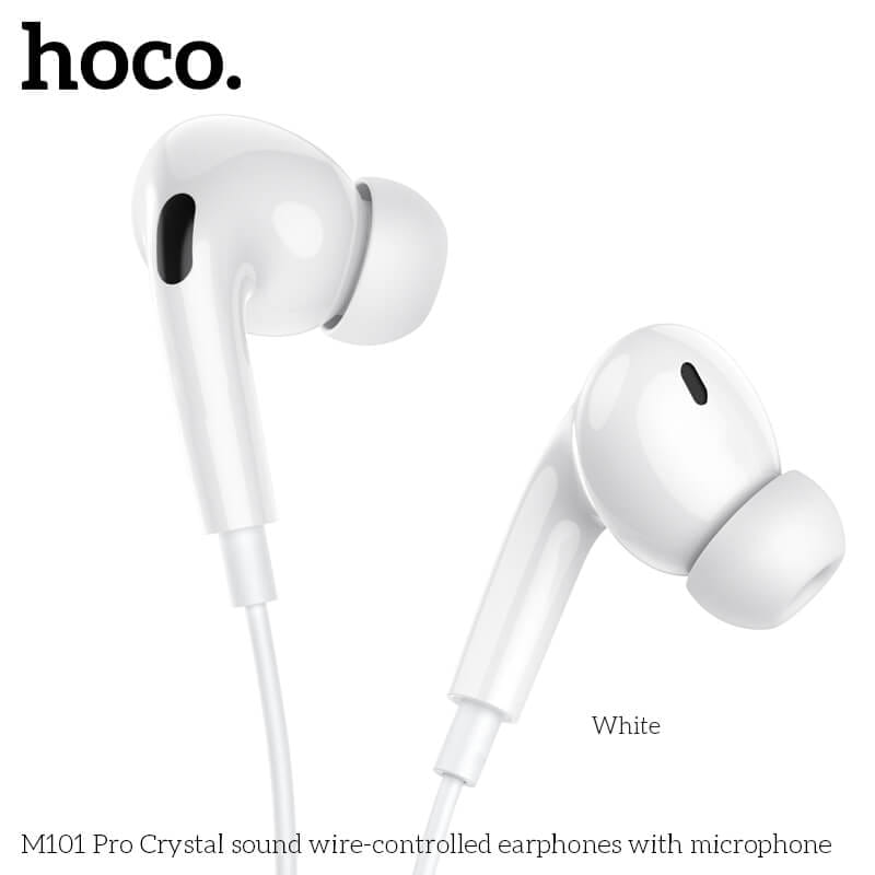 หูฟัง HOCO M101 PRO สาย AUX 3.5MM สีขาว ไมโครโฟนในตัว พร้อมปุ่มคอนโทรล