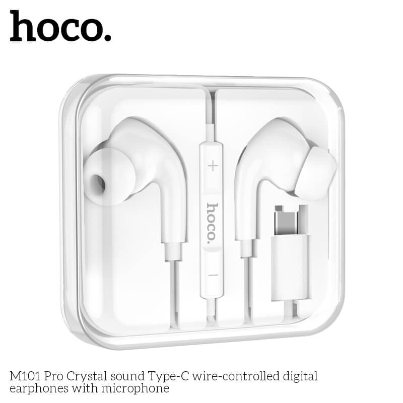 หูฟัง HOCO M101 PRO สาย TYPE-C สีขาว ไมโครโฟนในตัว พร้อมปุ่มคอนโทรล