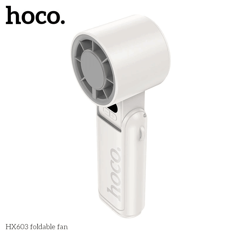 พัดลมพกพา HOCO HX603 สีขาว ปรับแรงลม 199 ระดับ พับได้ 90&deg; แบตเตอรี่ 10 ชม.