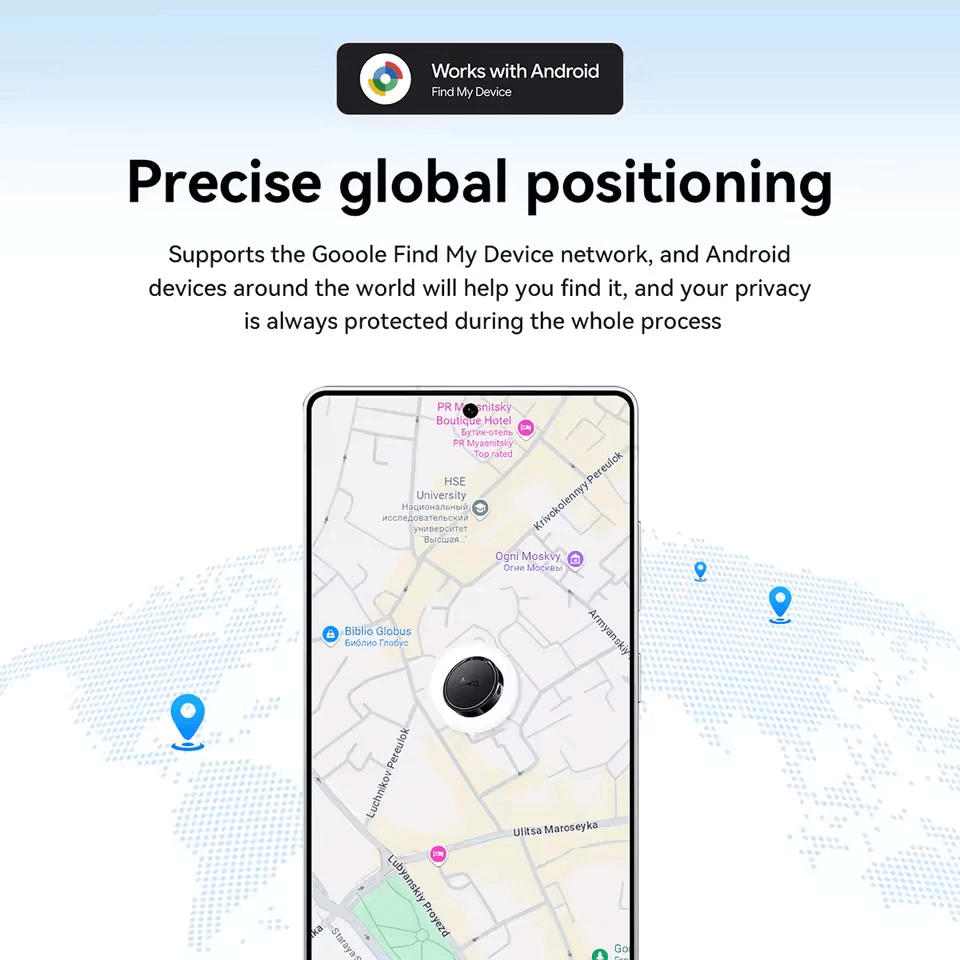 อุปกรณ์ติดตามจีพีเอส HOCO E96A ANDROID GPS TAG สำหรับแอนดรอยด์ รองรับ GOOGLE FIND MY DEVICE สีม่วง