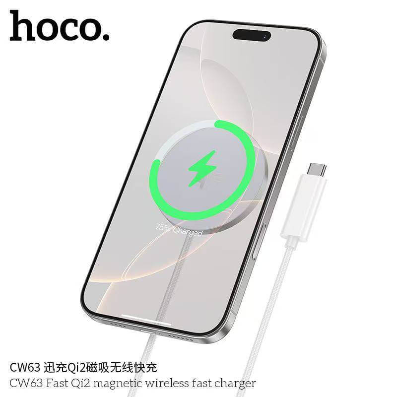 แท่นชาร์จไร้สาย HOCO CW63 มาตรฐาน QI2 WIRELESS ชาร์จเร็วสูงสุด 15W_4