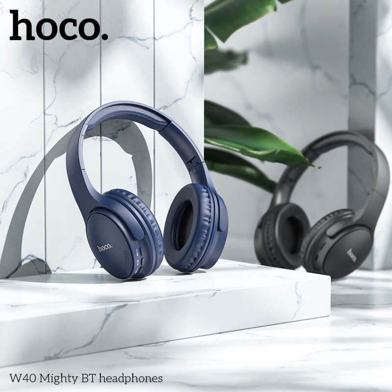 หูฟังไร้สาย HOCO W40 สีดำ พับเก็บได้ รองรับ AUX 3.5MM / TF CARD
