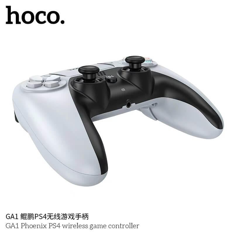 จอยเกมไร้สาย HOCO GA1 สำหรับใช้กับ PS4 รองรับระบบสั่น ระบบเสียง เ, 6-AXIS GYROSCOPE, Bชื่อมต่อหูฟังได้ สีขาว