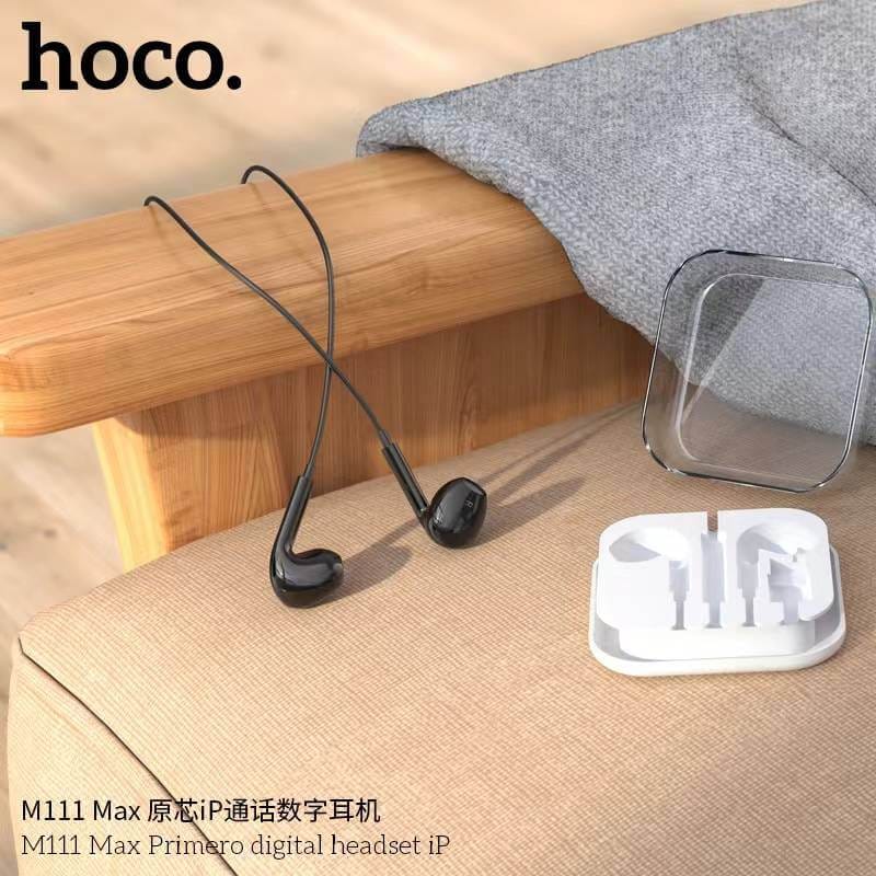 หูฟังอินเอียร์ HOCO M111 MAX สายไลท์นิ่ง สำหรับ IPHONE รุ่น 6-14 ไมค์ในตัว สีดำ