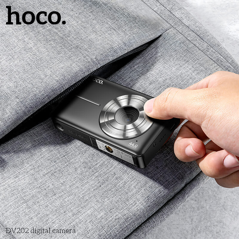 กล้องดิจิตอล HOCO DV202 หน้าจอ HD IPS 2.4 นิ้ว ความละเอียดสูง 44 ล้านพิกเซล สีดำ