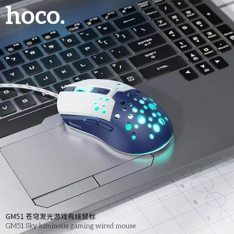 เมาส์เกมมิ่ง HOCO GM51 ปรับ DPI 4 ระดับ สูงสุด 3600 สายยาว 1.5M สีน้ำเงิน_4