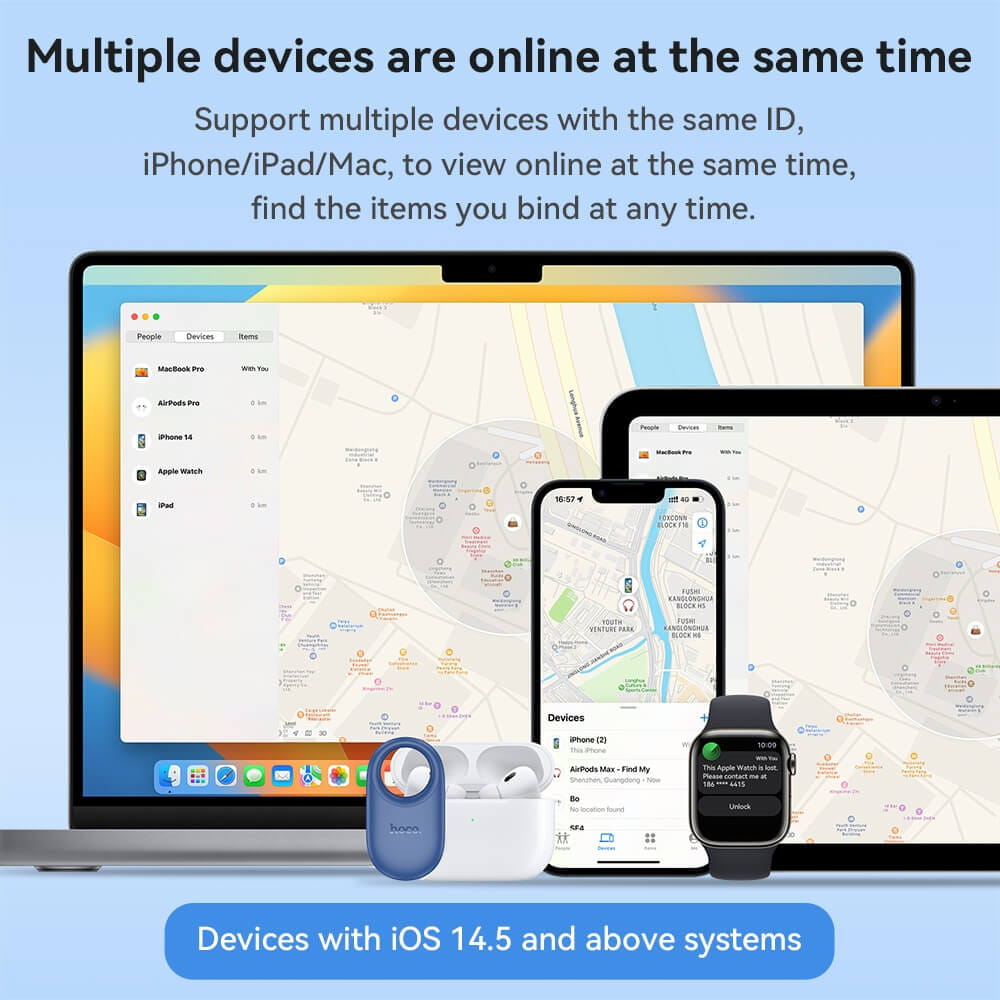 อุปกรณ์ติดตามจีพีเอส HOCO E94 GPS TAG สำหรับ APPLE IOS สีม่วง