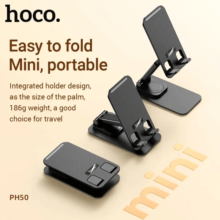 ที่วางมือถือ HOCO PH50 สีขาว หมุนได้ 360&deg; รองรับมือถือ 4.5-7 นิ้ว ปรับระดับ 2 แกน พับเก็บได้