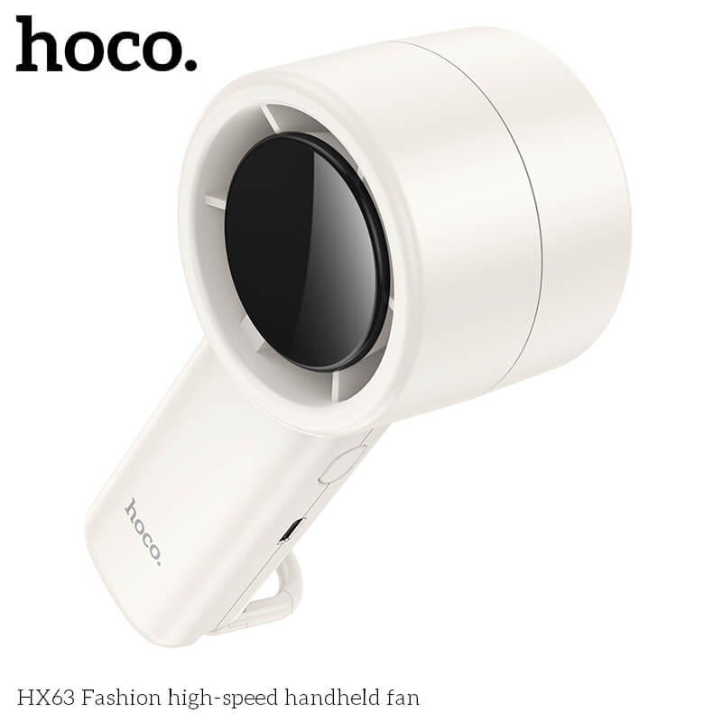 พัดลมพกพา HOCO HX63 แรงลมเทอร์โบ ปรับได้ 100 ระดับ หน้าจอดิจิทัล แบตเตอรี่ 2000MAH ใช้งานสูงสุด 6 ชั่วโมง