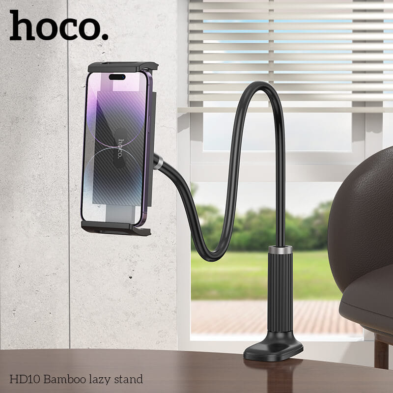 ที่จับโทรศัพท์และแท็บเล็ต HOCO HD10 สีดำ รองรับขนาดจอ 4.5 - 13 นิ้ว แขนดัดงอได้ ปรับมุม 360&deg;