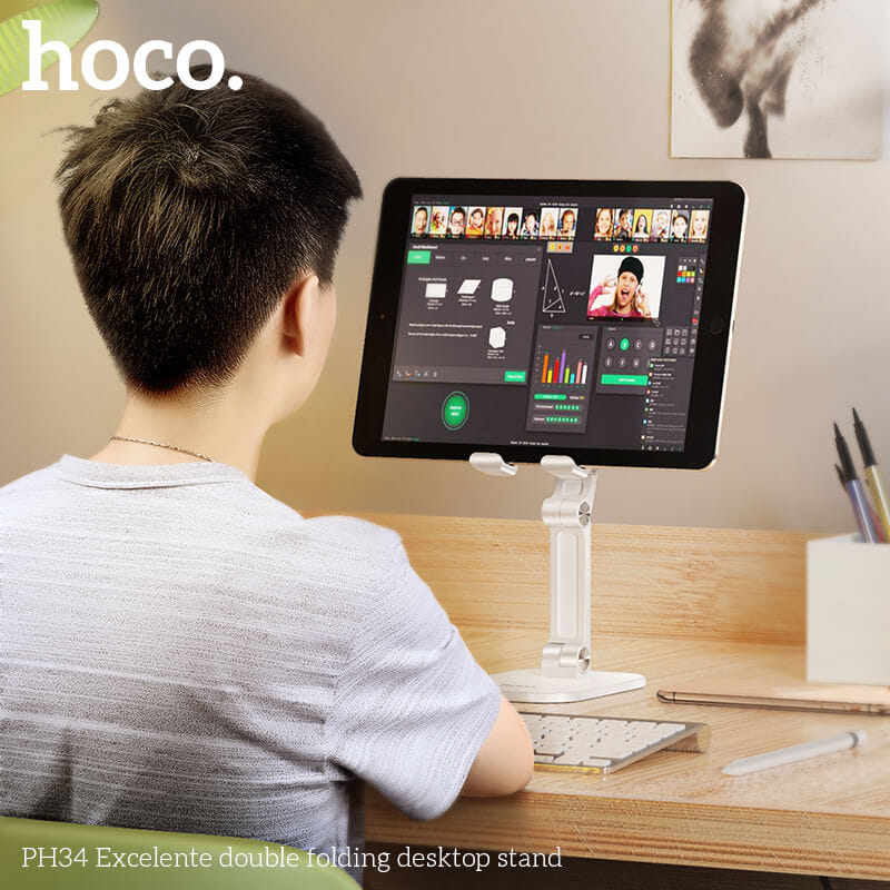 ขาตั้งมือถือ HOCO PH34 ตั้งโต๊ะ พับเก็บได้ ปรับมุม 120&deg; สีดำ