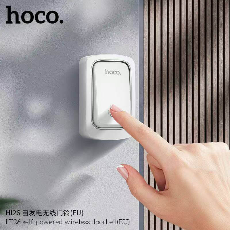 กริ่งไร้สาย HOCO HI26 ไม่ต้องใช้ถ่าน ระยะ 150 เมตร 38 ริงโทน ออดประตู กริ่งประตู สีขาว_5