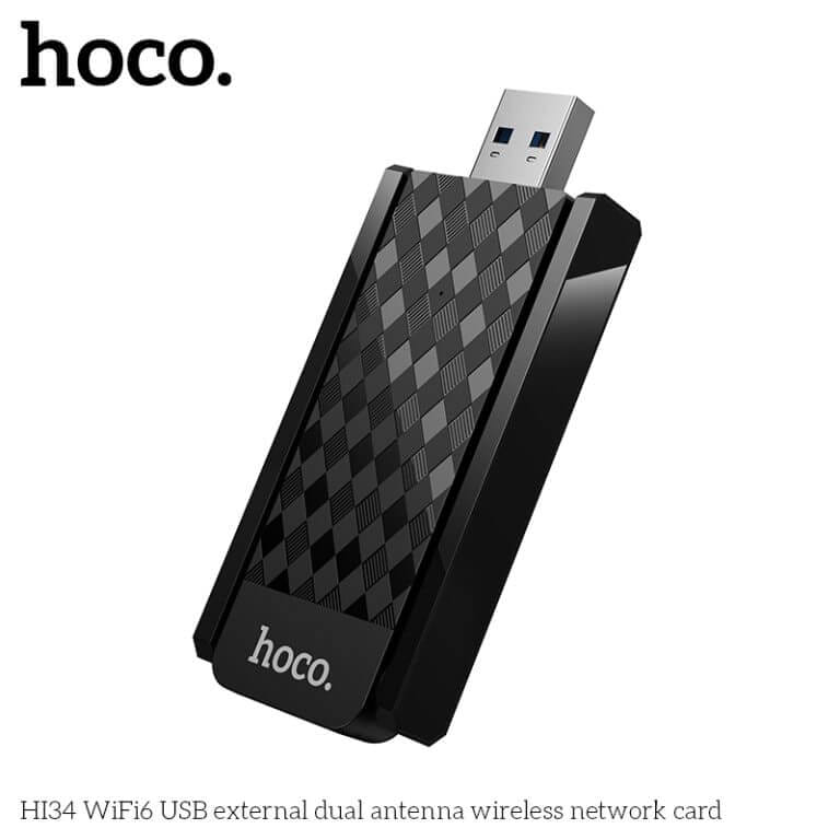 อุปกรณ์รับสัญญาณ HOCO HI34 แบบเสาคู่ สีดำ ความเร็ว 600MBPS ADAPTER USB 5GHZ ยูเอสบีไวไฟ_5