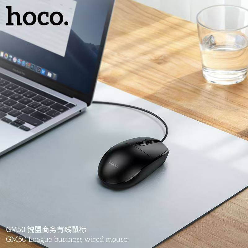 เมาส์ HOCO GM50 สีดำ ความละเอียด 1000 DPI สายยาว 1.45 เมตร