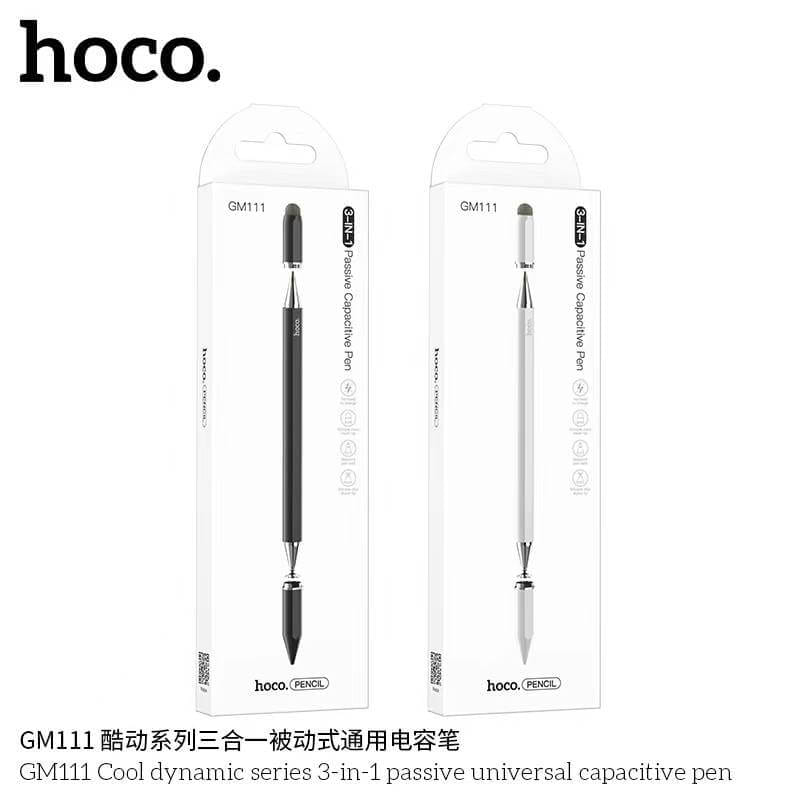 ปากกาทัชสกรีน 3-IN-1 HOCO GM111 ใช้งานได้ 3 หัว รองรับหน้าจอ แท็บเล็ต มือถือ ชนิด CAPACITIVE สีขาว