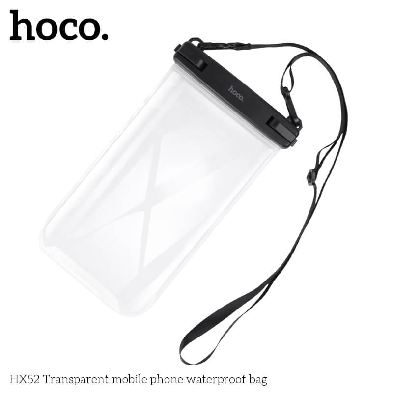 ซองมือถือกันน้ำ HOCO HX52 ระดับ IP68 ล็อค 2 ชั้น รองรับหน้าจอสัมผัส พร้อมสายคล้องคอ สีดำ