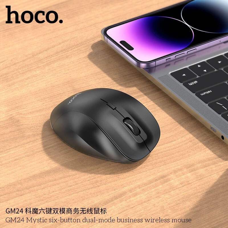 เมาส์ไร้สาย HOCO GM24 สีดำ รองรับ BLUETOOTH 5.2 & WIRELESS 2.4GHZ ปรับความเร็ว 3 ระดับ