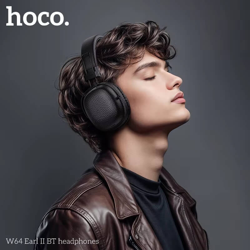 หูฟังไร้สาย HOCO W64 สีดำ สไตล์วินเทจ บลูทูธ 5.4 ใช้งาน 32 ชม. ไดร์เวอร์ 40MM
