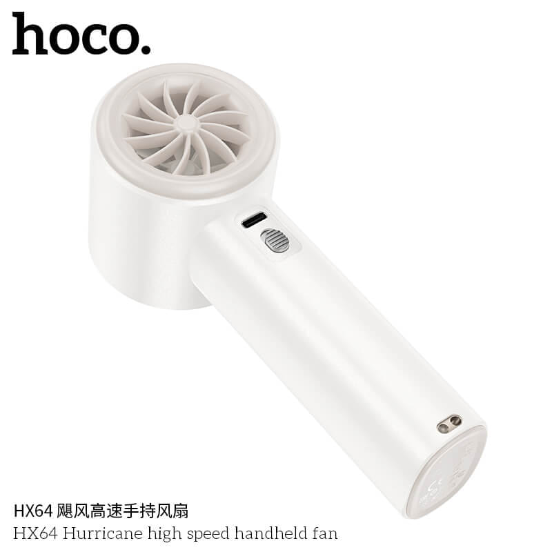พัดลมพกพา HOCO HX64 แรงลมเทอร์โบ ปรับได้ 100 ระดับ หน้าจอดิจิทัล แบตเตอรี่ 3600MAH ใช้งานสูงสุด 7 ชั่วโมง