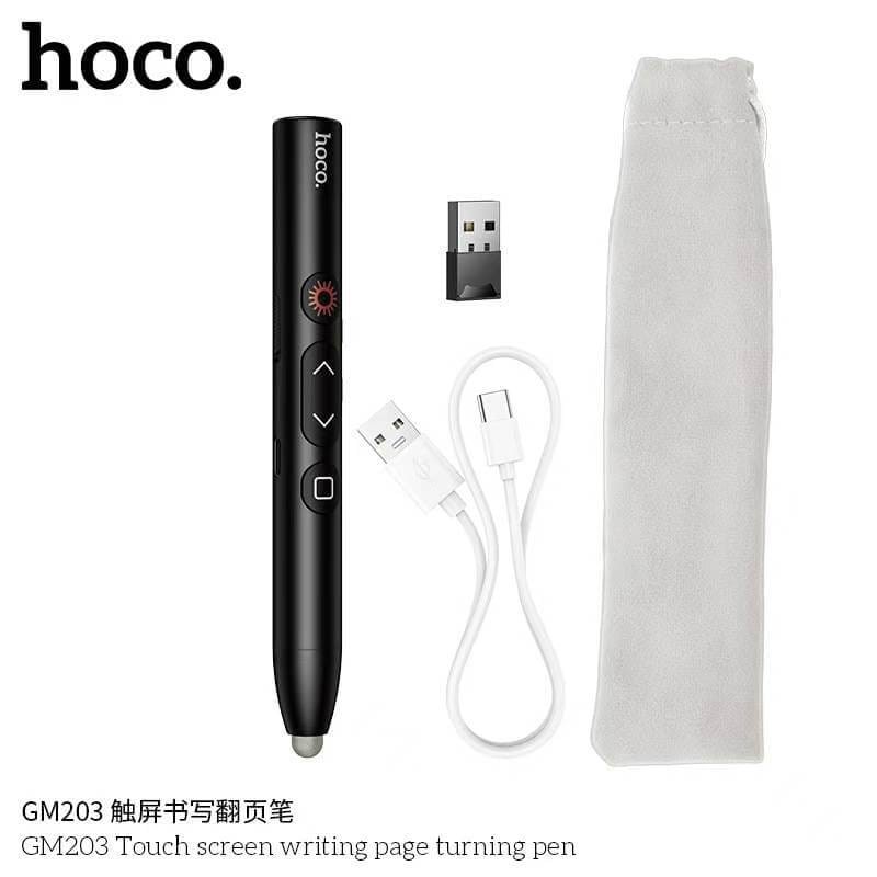 เลเซอร์พอยเตอร์ 2-IN-1 HOCO GM203 พร้อมรีโมทควบคุมการนำเสนอ & ปากกาสไตลัส หน้าจอ LED ระบบส่งสัญญาณ 2.4G