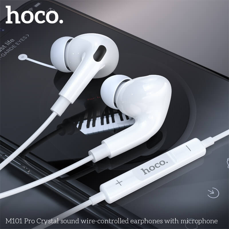 หูฟัง HOCO M101 PRO สาย AUX 3.5MM สีขาว ไมโครโฟนในตัว พร้อมปุ่มคอนโทรล