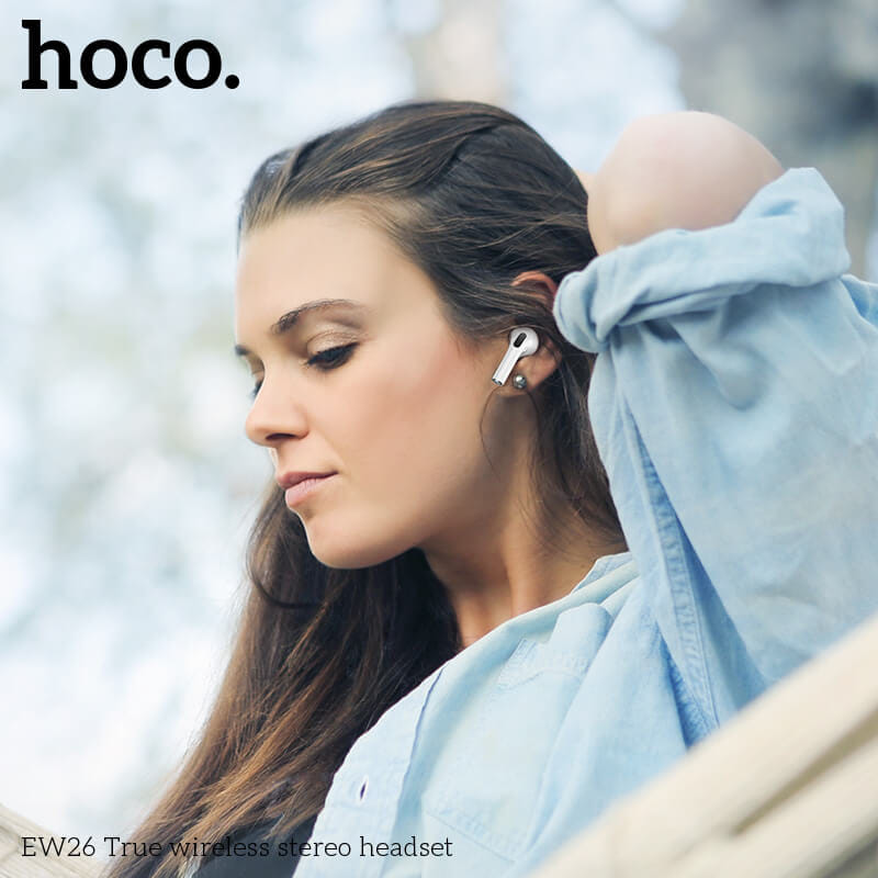 หูฟังไร้สาย TWS HOCO EW26 ไมโครโฟนในตัว BT 5.3 แบตเตอรี่ 4 ชม. สีขาว_6