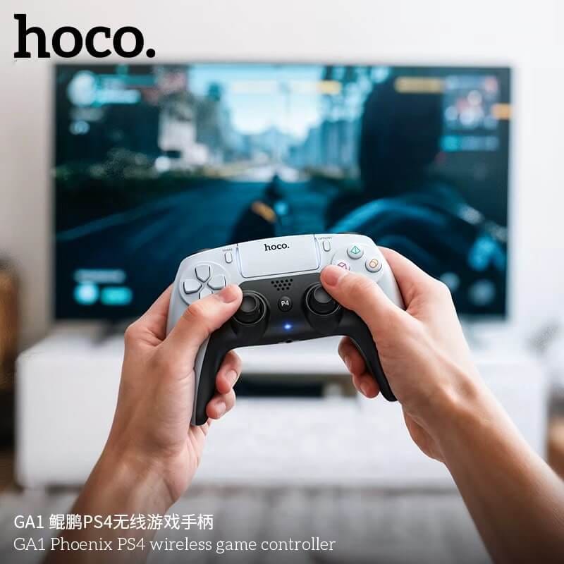 จอยเกมไร้สาย HOCO GA1 สำหรับใช้กับ PS4 รองรับระบบสั่น ระบบเสียง เ, 6-AXIS GYROSCOPE, Bชื่อมต่อหูฟังได้ สีขาว