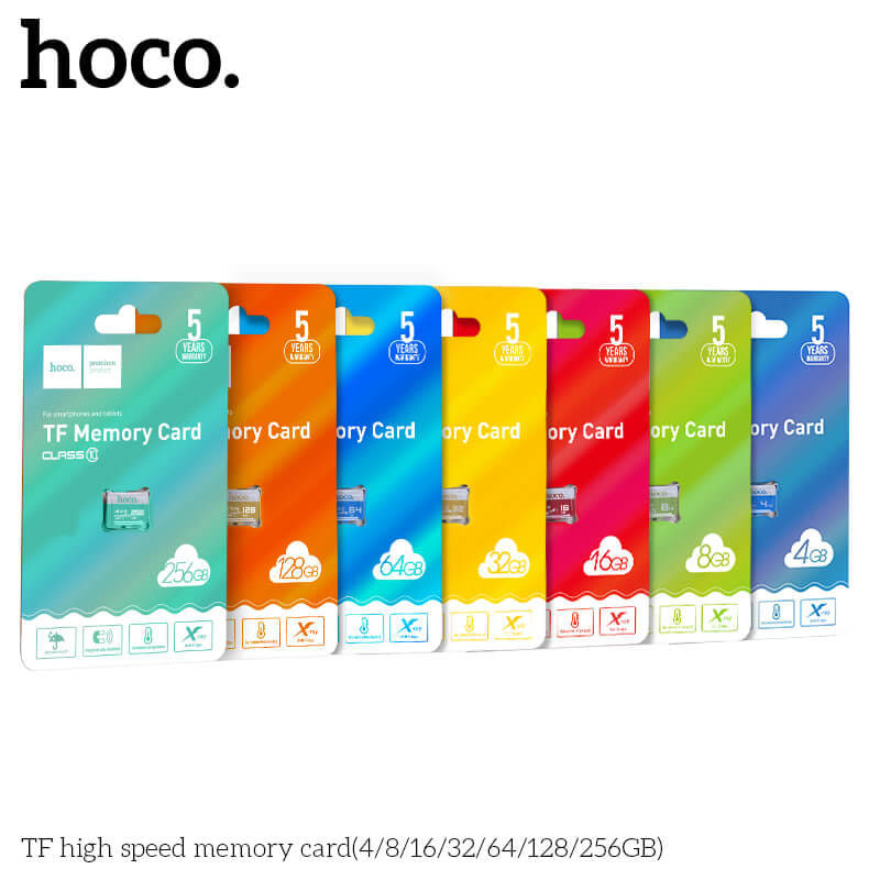 การ์ดหน่วยความจำ MICRO SD HOCO 128GB CLASS 10 ความเร็วสูง สำหรับอุปกรณ์ดิจิทัล