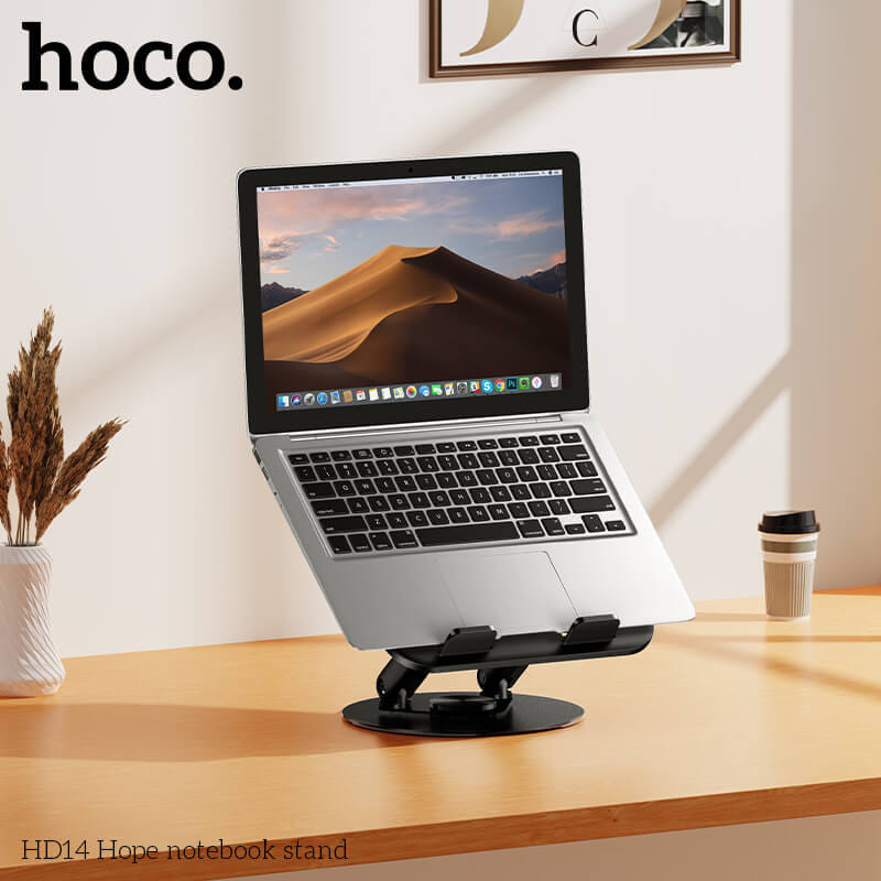แท่นวางโน้ตบุ๊ก HOCO HD14 หมุนได้ 360&deg; ปรับระดับได้ 2 แกน รองรับขนาดสูงสุด 16 นิ้ว