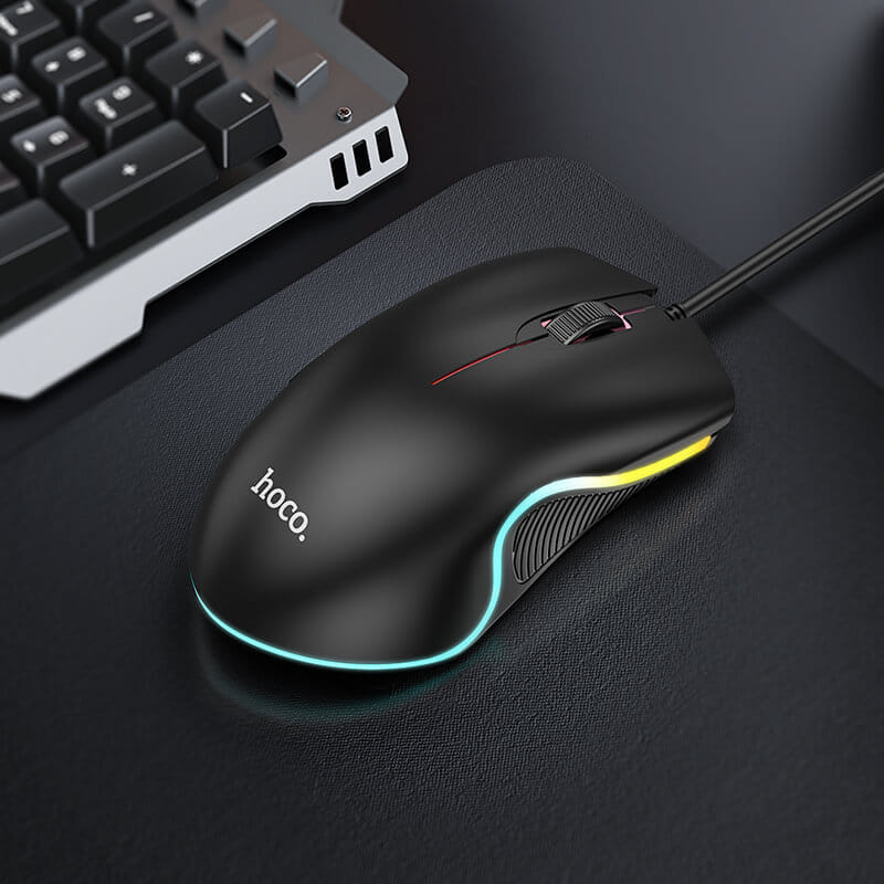 เมาส์เกมมิ่ง HOCO GM19 แต่งไฟ RGB LUMINOUS สาย USB ยาว 1.4 เมตร DPI 1000