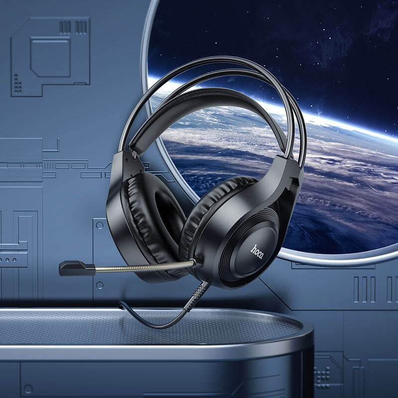 หูฟังเกมมิ่ง HOCO W106 แบบมีสาย AUX 3.5 มม. พร้อมไดร์เวอร์ HI-FI ขนาด 50 มม. และไมโครโฟนตัดเสียงรบกวน HD