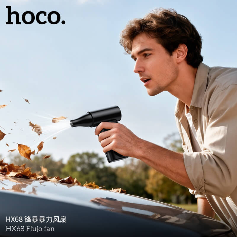พัดลมพกพา HOCO HX68 พลังเทอร์โบ ความเร็วสูง 130000RPM พร้อมหัวเปลี่ยน 3 แบบ 8000 MAH