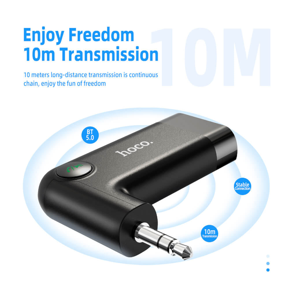 อุปกรณ์รับสัญญาณบลูทูธ HOCO E53 แปลงพอร์ต AUX 3.5MM สำหรับใช้งานในรถยนต์ รองรับการโทรสาย