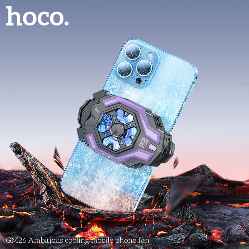 พัดลมระบายความร้อนมือถือ HOCO GM26 มีหน้าจอแสดงอุณหภูมิ ลมแรงเย็นเร็ว -3°C สำหรับมือถือจอ 4.5-7 นิ้ว_7