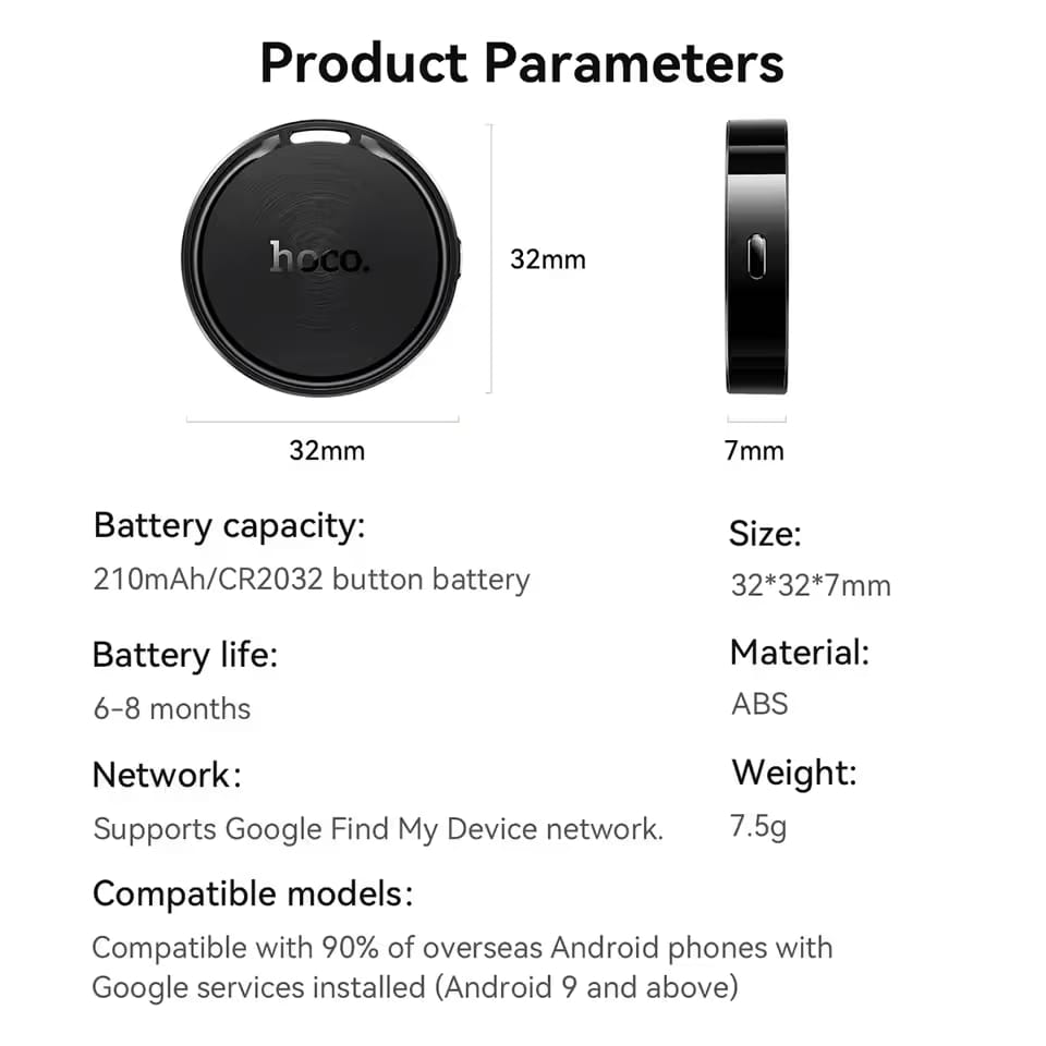 อุปกรณ์ติดตามจีพีเอส HOCO E96A ANDROID GPS TAG สำหรับแอนดรอยด์ รองรับ GOOGLE FIND MY DEVICE สีขาว_7