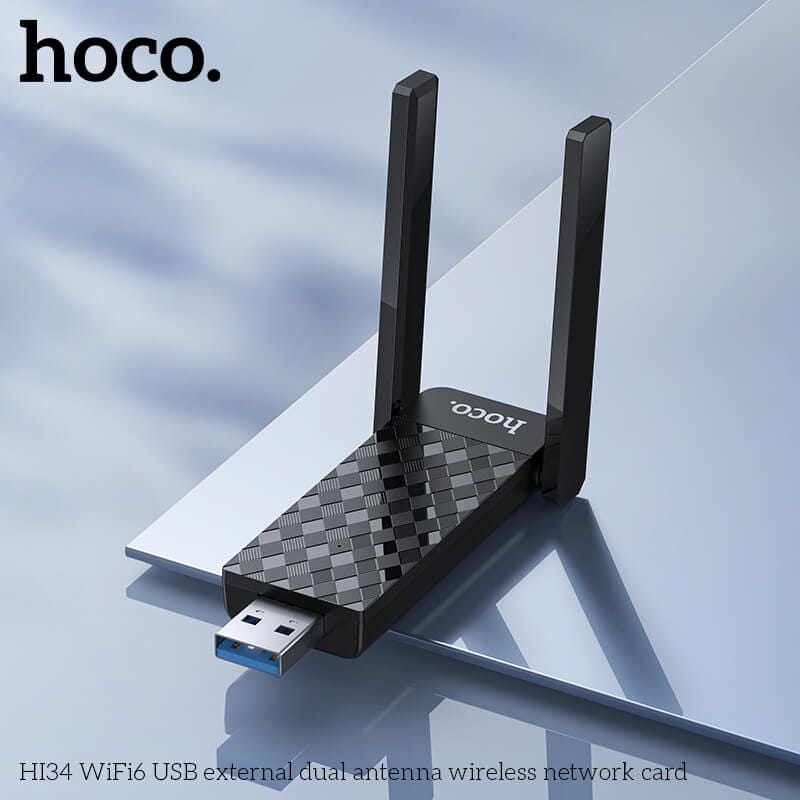 อุปกรณ์รับสัญญาณ HOCO HI34 แบบเสาคู่ สีดำ ความเร็ว 600MBPS ADAPTER USB 5GHZ ยูเอสบีไวไฟ_7