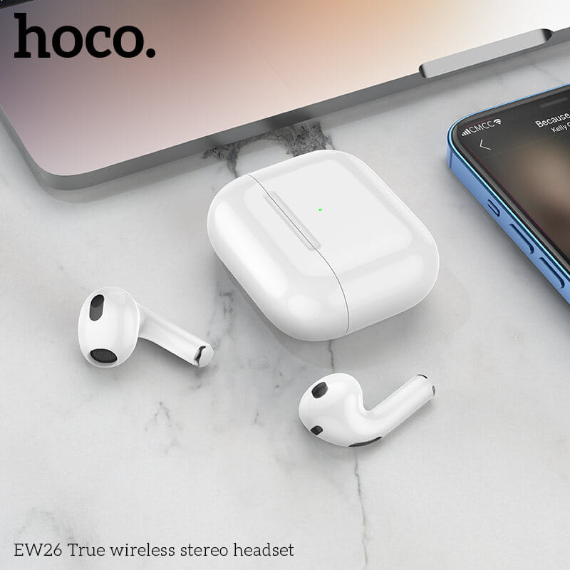 หูฟังไร้สาย TWS HOCO EW26 ไมโครโฟนในตัว BT 5.3 แบตเตอรี่ 4 ชม. สีขาว_7