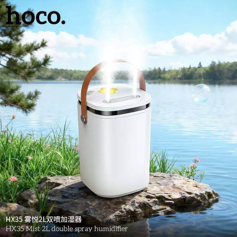 เครื่องเพิ่มความชื้น HOCO HX35 ความจุ 2 ลิตร สีขาว หัวพ่นคู่ ละอองไอน้ำระดับนาโน ใช้งานยาว 30 ชม