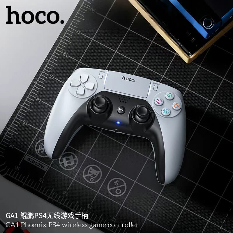 จอยเกมไร้สาย HOCO GA1 สำหรับใช้กับ PS4 รองรับระบบสั่น ระบบเสียง เ, 6-AXIS GYROSCOPE, Bชื่อมต่อหูฟังได้ สีขาว