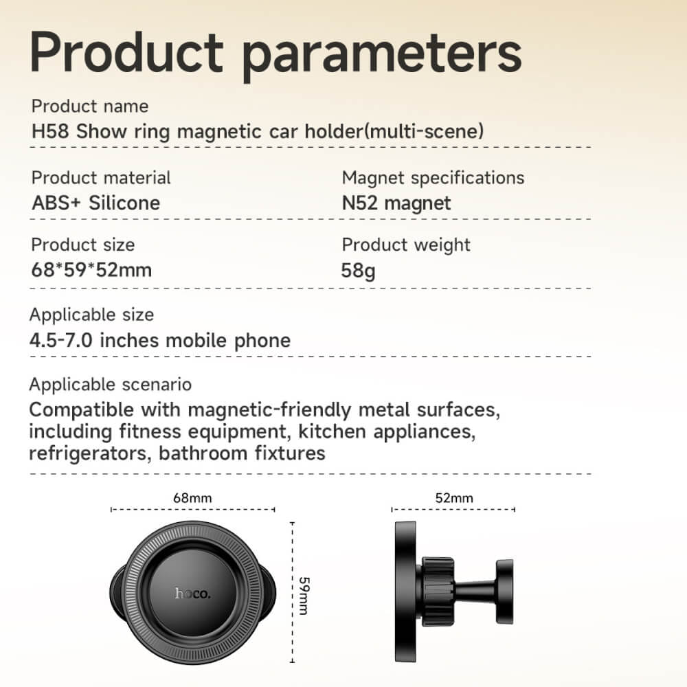 ที่จับมือถือแบบแม่เหล็ก MAGSAFE HOCO H58 ใช้ติดได้หลายสถานการณ์ ตู้เย็น รถยนต์ พื้นผิวเรียบต่างๆ