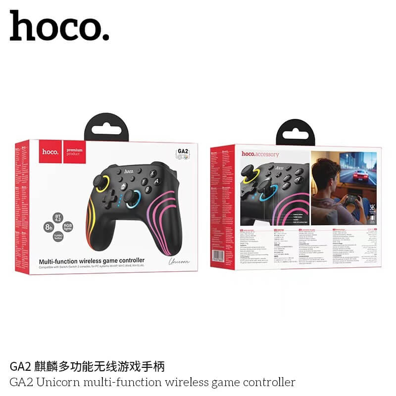 จอยเกมไร้สาย HOCO GA2 สำหรับใช้กับ NINTENDO SWITCH 1-2 รองรับระบบสั่น ปรับโหมดเทอร์โบ สีดำ_7