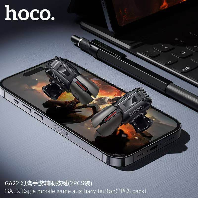 ปุ่มช่วยยิงเกมมือถือ 2 ชิ้น HOCO GA22 รองรับมือถือ 4-7 นิ้ว ช่วยเพิ่มความแม่นยำ เล่นลื่น ยิงไว