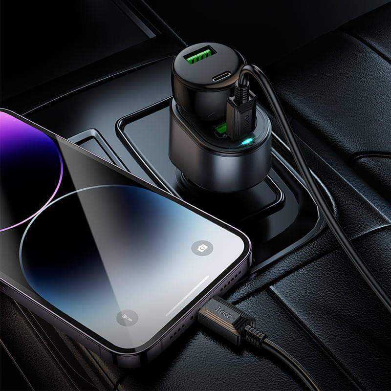 หัวชาร์จในรถยนต์ HOCO Z56  รองรับชาร์จเร็ว PD 35W + QC 3.0 พร้อมช่องจุดบุหรี่ กำลังไฟ 240W